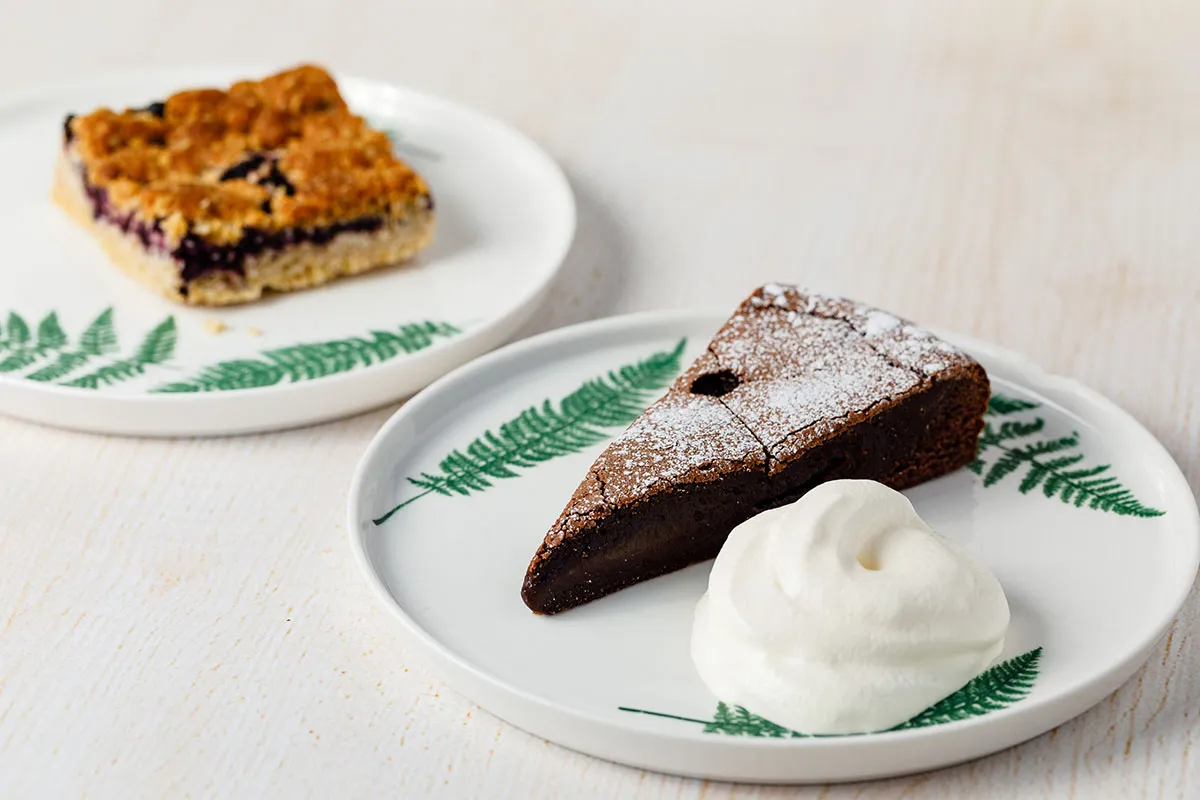 Kladdkaka och blåbärskaka